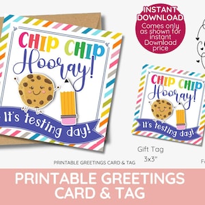 Etiqueta de presente para impressão do dia do teste - Chip Chip Hooray! Perfeito para alunos, exames, celebrações, celebração de download instantâneo Perfeito para exames
