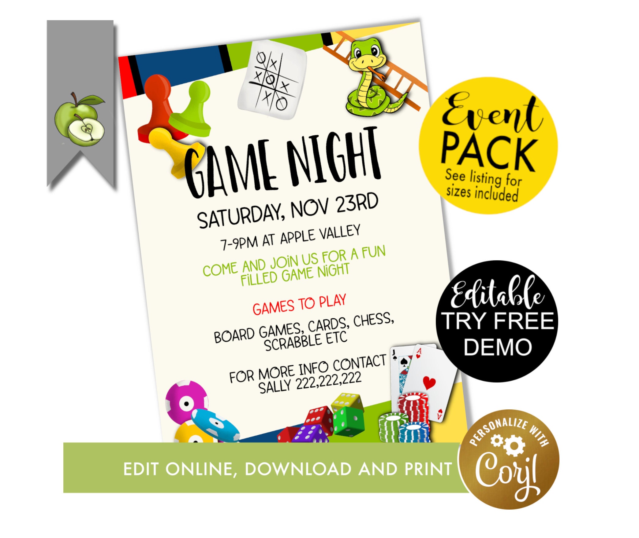 Editable Family fun and games night invite Editable games - Etsy.de