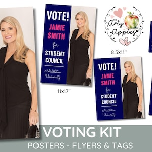editable student election campaign poster, class voting flyer, class president, vice president, university editable, school student election