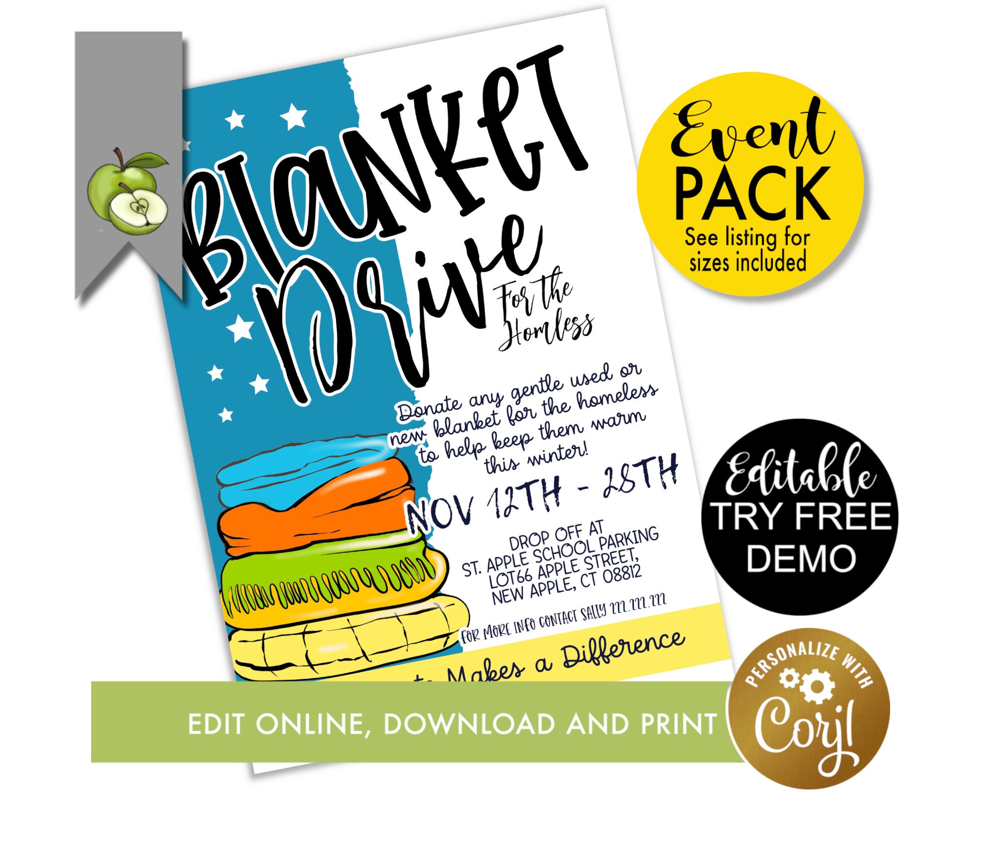 Editable Blanket Drive Flyer Editable Blanket in Need Etsy UK