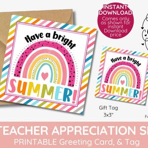 have a bright summer sunglasses printable gift tag, teacher appreciation, Glow necklaces, bracelet sticks, Mini flashlights, highlighters