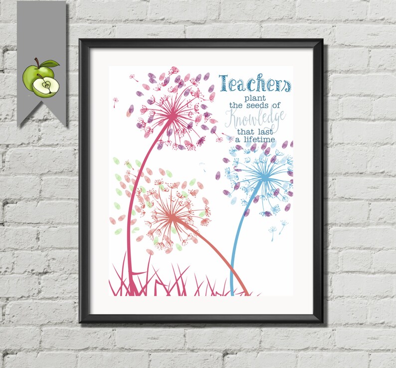 Dandelion Teacher Appreciation gift class fingerprint | Etsy