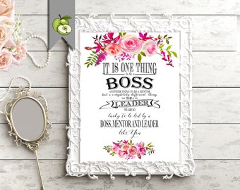 printable Boss appreciation day gift, Boss week, boss card, boss, thank you boss, mentor, leader, Typographic, printable, retirement leaving