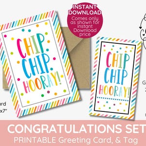 chip chip hooray!, Parabéns, muito bem, presente para amigo, batatas fritas, molhos, lanche, comemoração, testes, exames, Imprimível, DOWNLOAD instantâneo