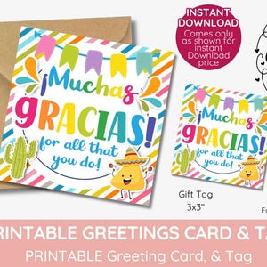 Hartelijk dank voor alles wat je doet! Cadeaukaartje en kaartje voor nacho gemiddeld personeel, stafdocent Waardering Bedankt Afdrukbaar, Mexicaans