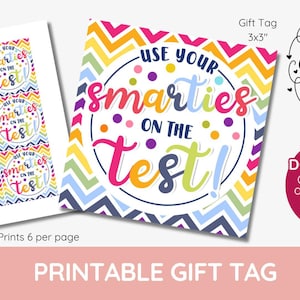 Usa i tuoi smarties sul test! esame test ACT K-5, etichetta regalo stampabile, DOWNLOAD IMMEDIATO, positivo, motiva, studente classe insegnante regalo
