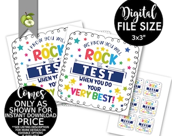 I know you will rock the test gift tag, SATs teacher class gift, printable candy sweets, assessment good luck student, INSTANT DOWNLOAD