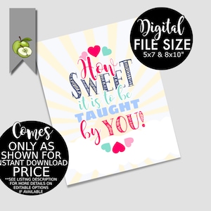 sweet treat teacher appreciation sign, TABLE sign OR CARD, homemade hamper, cookie tag, cake tag, printable sign, end of year