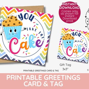 Sie nehmen die Kuchen druckbare Geschenkanhänger für Lehrer, selbst gebackene Korbanhänger, Muffins Cupcakes sofortiger Download zum Schulende PTO PTA Geschenk