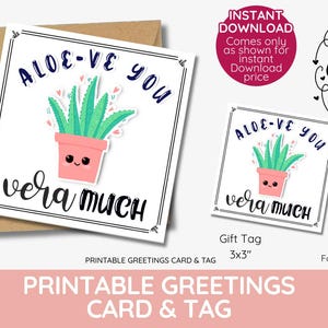 Planta, Aloe-ve te agradece mucho, etiqueta de regalo de agradecimiento, imprimible, DESCARGA INSTANTÁNEA, regalos de planta de aloe, día de San Valentín, agradecimiento a los maestros
