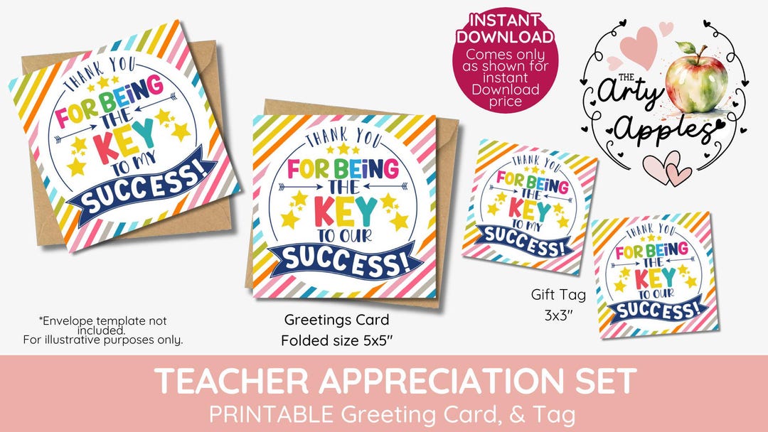 Thanks for Being the KEY to My Success, Appreciation Tag, Successful ...