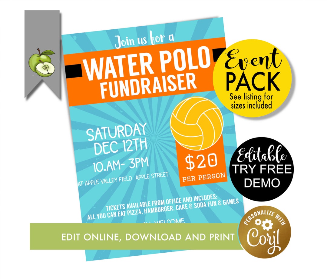Water Polo Fundraiser Flyer Pool Tournament Fundraiser Etsy