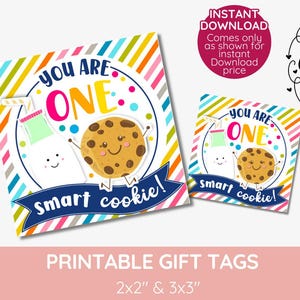 Sie sind ein Smart Cookie Graduierung Geschenkanhänger, Lehrerklasse Geschenk, Abschlussfeier, Kindergarten-Abschluss, Vorschule, sofortiger DOWNLOAD