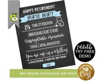 Editable Nurse doctor  Retirement gift, editable Doctor retirement, EDIT, unique gift personalised man or women, Printable, MEDIC