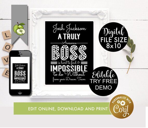Editable template boss week printable boss appreciation | Etsy