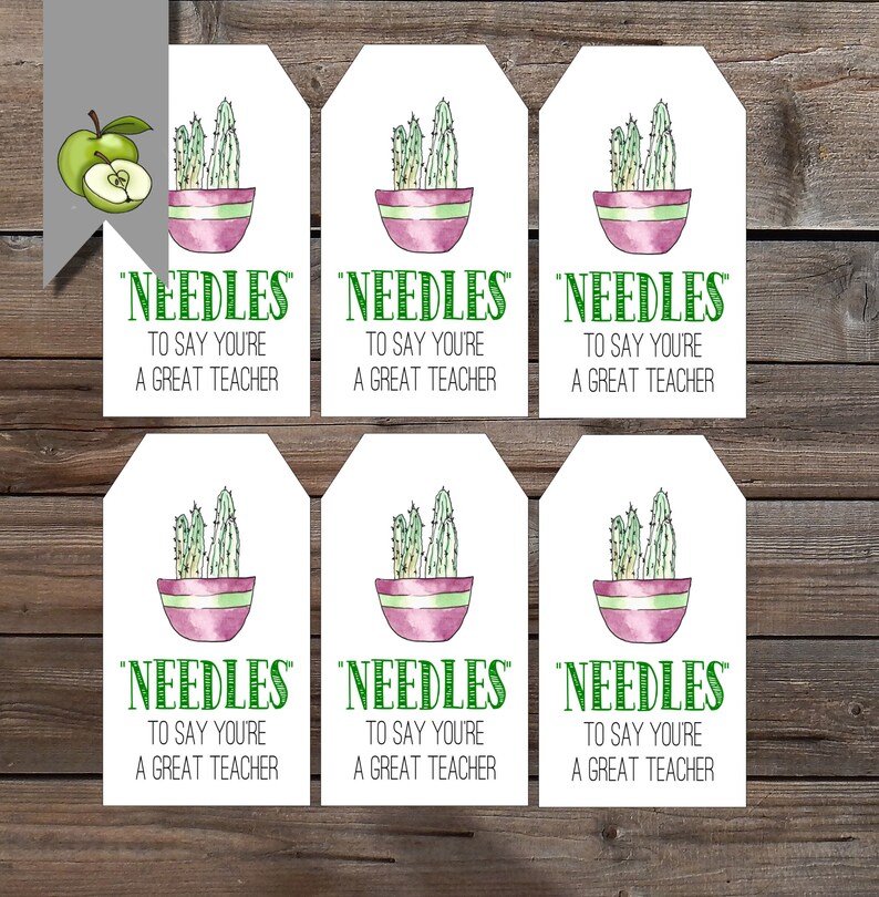 great teacher cactus plant gift tags teacher tags needles to etsy