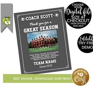 editable Soccer coach appreciation, Retirement Soccer coach, Soccer team, Soccer coach, Soccer coach and team players, Printable image 10