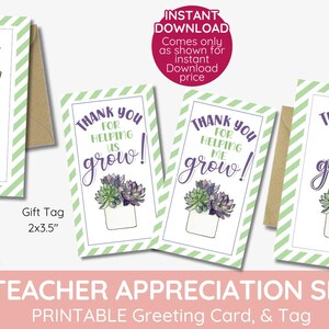 Merci de nous aider à grandir ! Semaine d'appréciation des enseignants, étiquette et carte de remerciement pour enseignant, cadeau de plante pour enseignant, cactus, TÉLÉCHARGEMENT imprimable