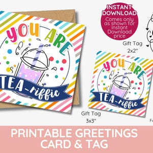 imprimable Vous êtes tellement TEA-riffic | de remerciements amusants pour le jeu de mots | Téléchargement instantané