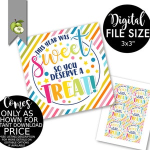 this year was sweet treat teacher appreciation printable gift tag, homemade hamper, cookie cupcake, end of school year, instant download