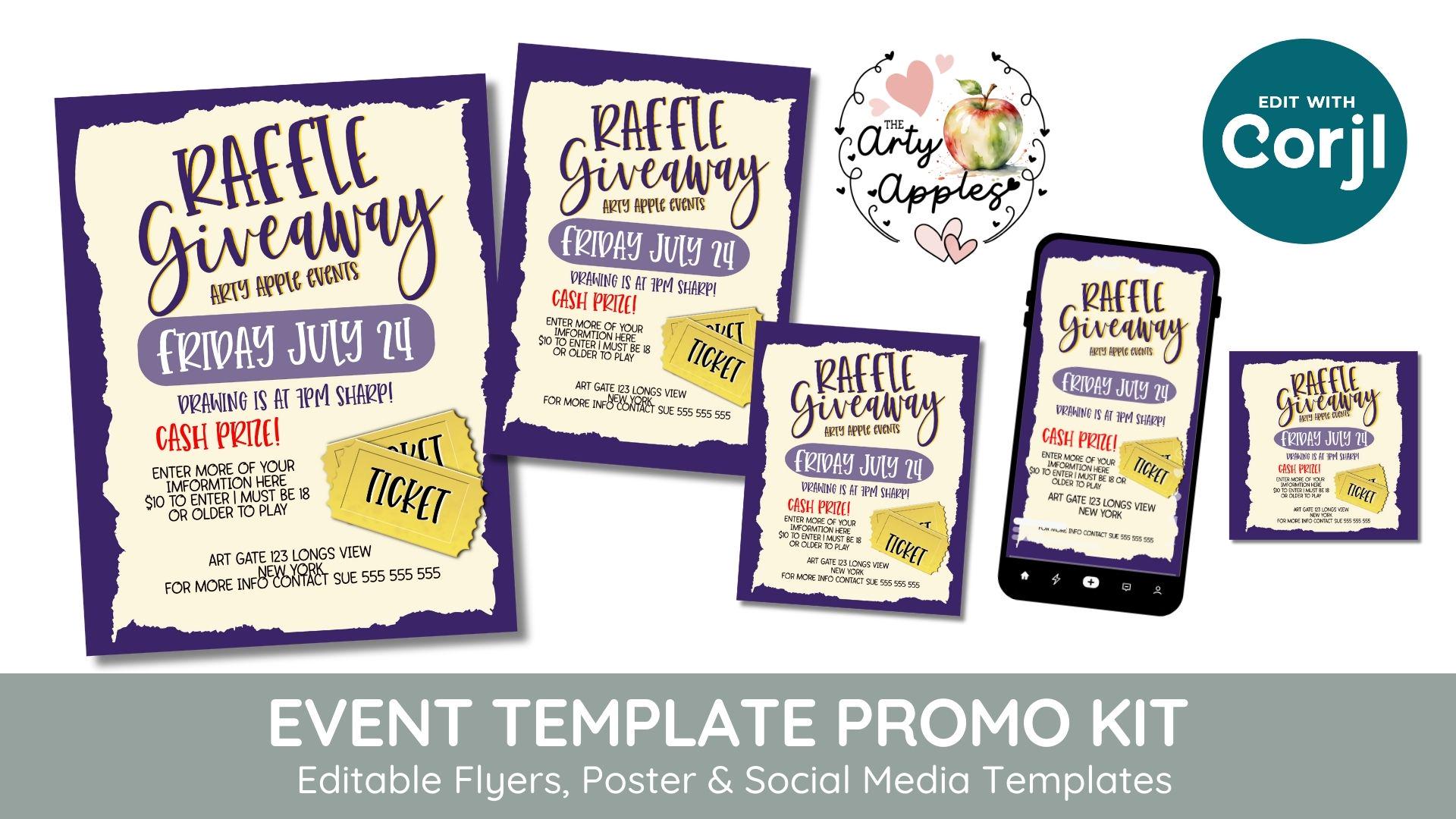 Church Raffle Graphics Editable Raffle Fundraiser Template: Black Tie Gala, Auction, Church ...