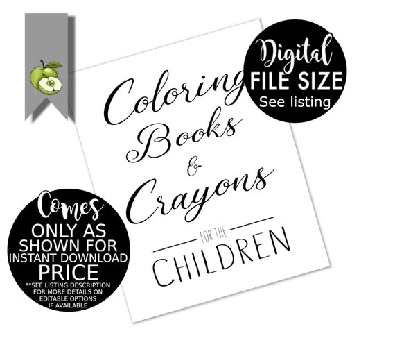 Download Coloring Book And Crayons Wedding Sign Kids Table Colouring Etsy
