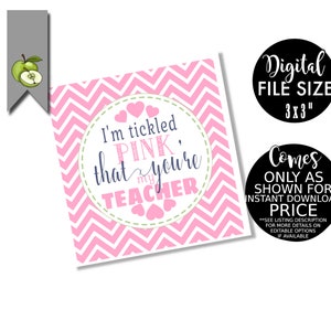Tickled Pink Tags Teacher Gift Tags I'm Tickled Pink | Etsy