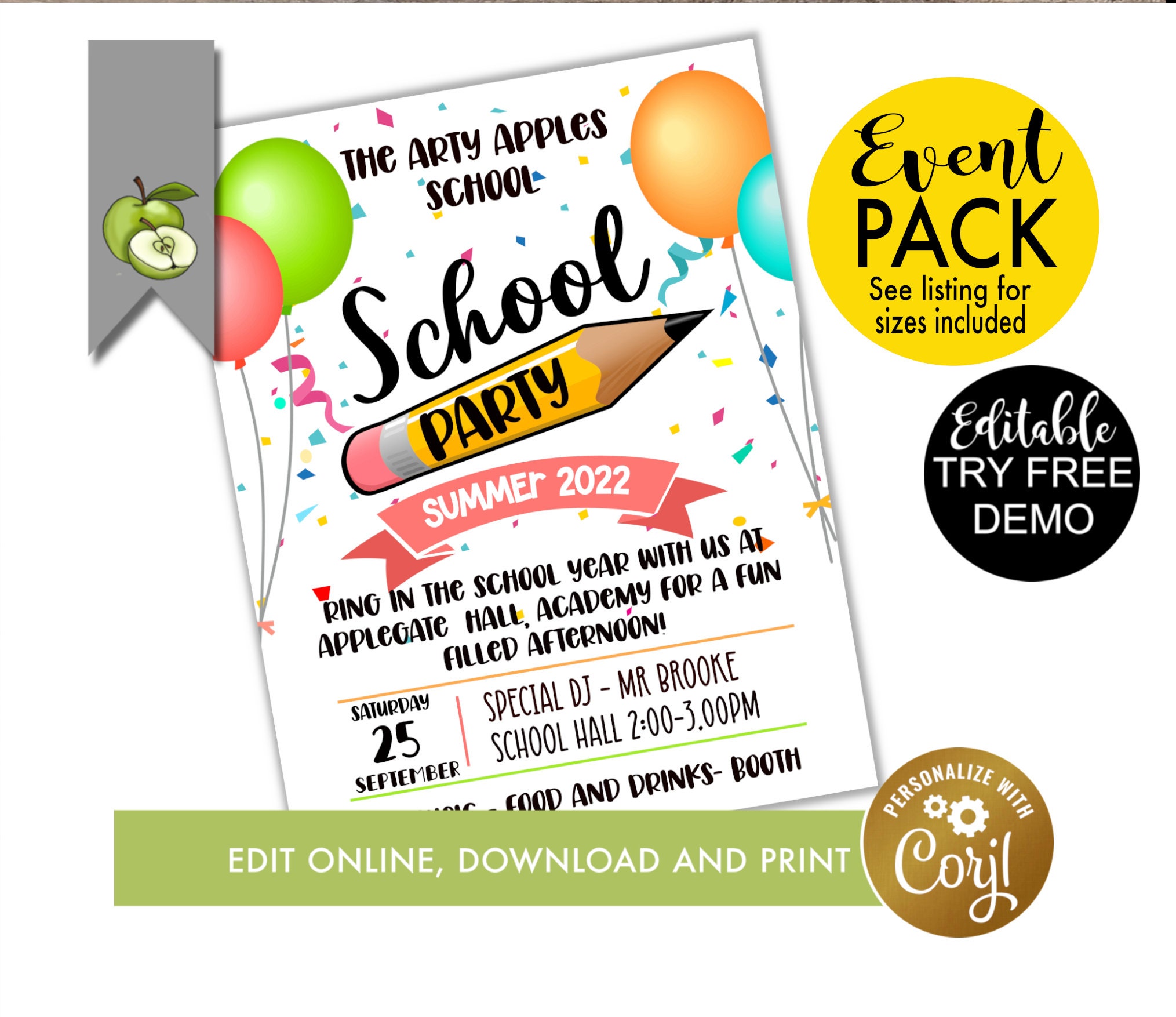 Editable Back to School Party Template New Term Welcome