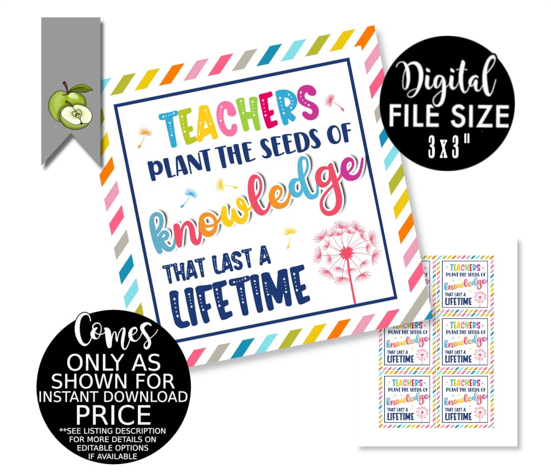 Seed Gift Tags, Teacher Plant the Seed, Plant Tag, Teacher Gift Tag ...