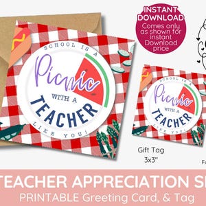 la scuola è un picnic con un insegnante come te, apprezzamento dell'insegnante, cesto, etichette regalo PTA della scuola, PTO stampabile, pranzo, cibo, download immediato