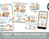 Editable Bake Sale Poster Template | Cake Theme Fundraiser Sign | PTA PTO School Printable | Corjl