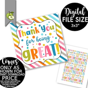thank you for being great printable gift tag, best teacher appreciaiton, class team mom, dad coach volunteer, end of year season, Thanks