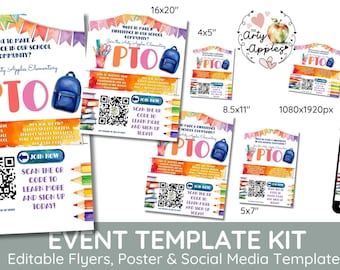 Editable Join the PTA or PTO Flyer Editable Template add QR Code For School Volunteer Recruitment parent teacher association fundraiser