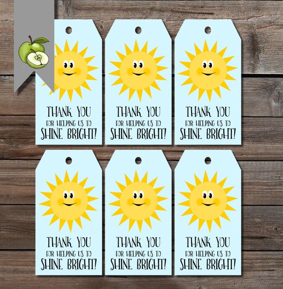Shine Bright Gift Tags Summer Sun Teacher Gift End Of Year