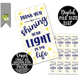 Thank you for shining your light in my life bible teacher gift tag, favor tag, you are light of the world printable, instant download image 7