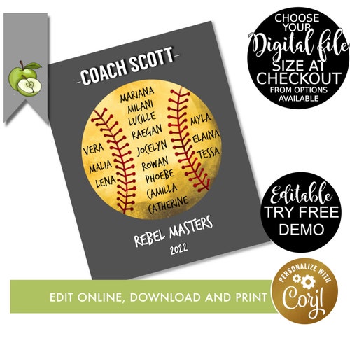 Softball Coach Gift Ideas Coaches Gifts Softball Gift Thank ...