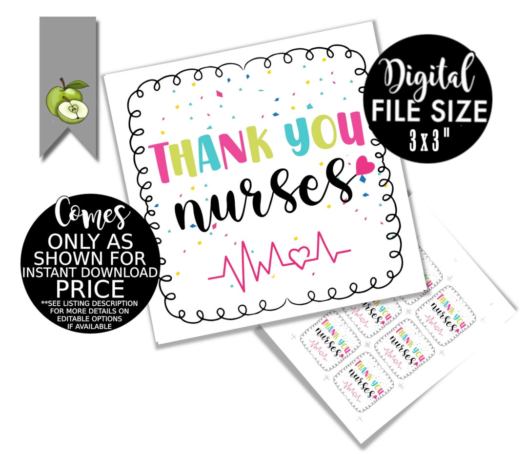 Happy Nurse Appreciation Week Thank You Gift Tag Card Medical Etsy