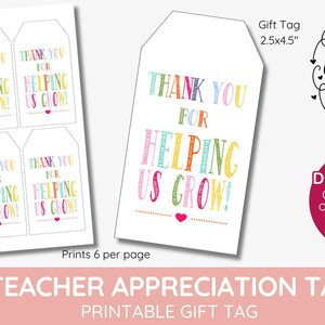 nous aider à faire pousser une étiquette cadeau plante, merci de nous aider à faire pousser une étiquette cadeau, appréciation du professeur, étiquette cadeau fleur, enseignant imprimable, imprimable