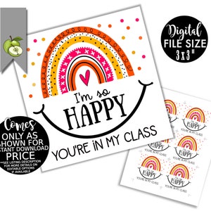 i'm so Happy you're in my class gift tags, teacher favour tags, school gift tag, printable, valentine tags, school pencil, Stationery gifts