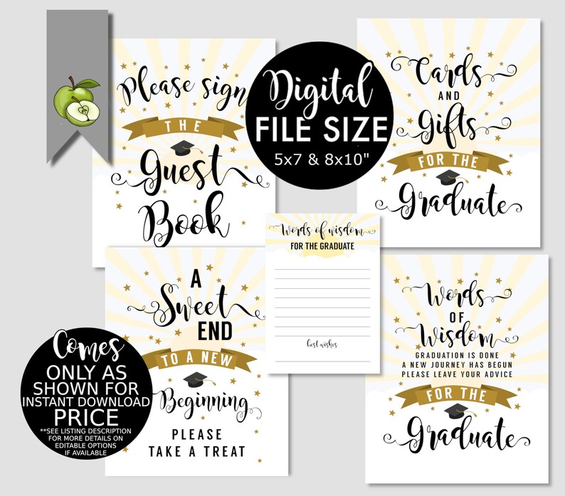 Paper Party Supplies Banners Signs 2019 Graduation Party Signs Printable Graduation Signs Guest Book Wisdom Set Of 2019 Graduation Party Decorations Cards Class Of 2019