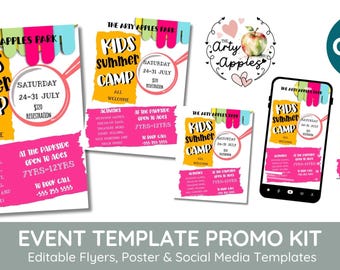Summer CAMP Flyer Vorlage, Festival Event Poster Vorlage, Summer Camp Theme, Event Flyer und Poster, editierbar, PTA, PTO Fundraiser