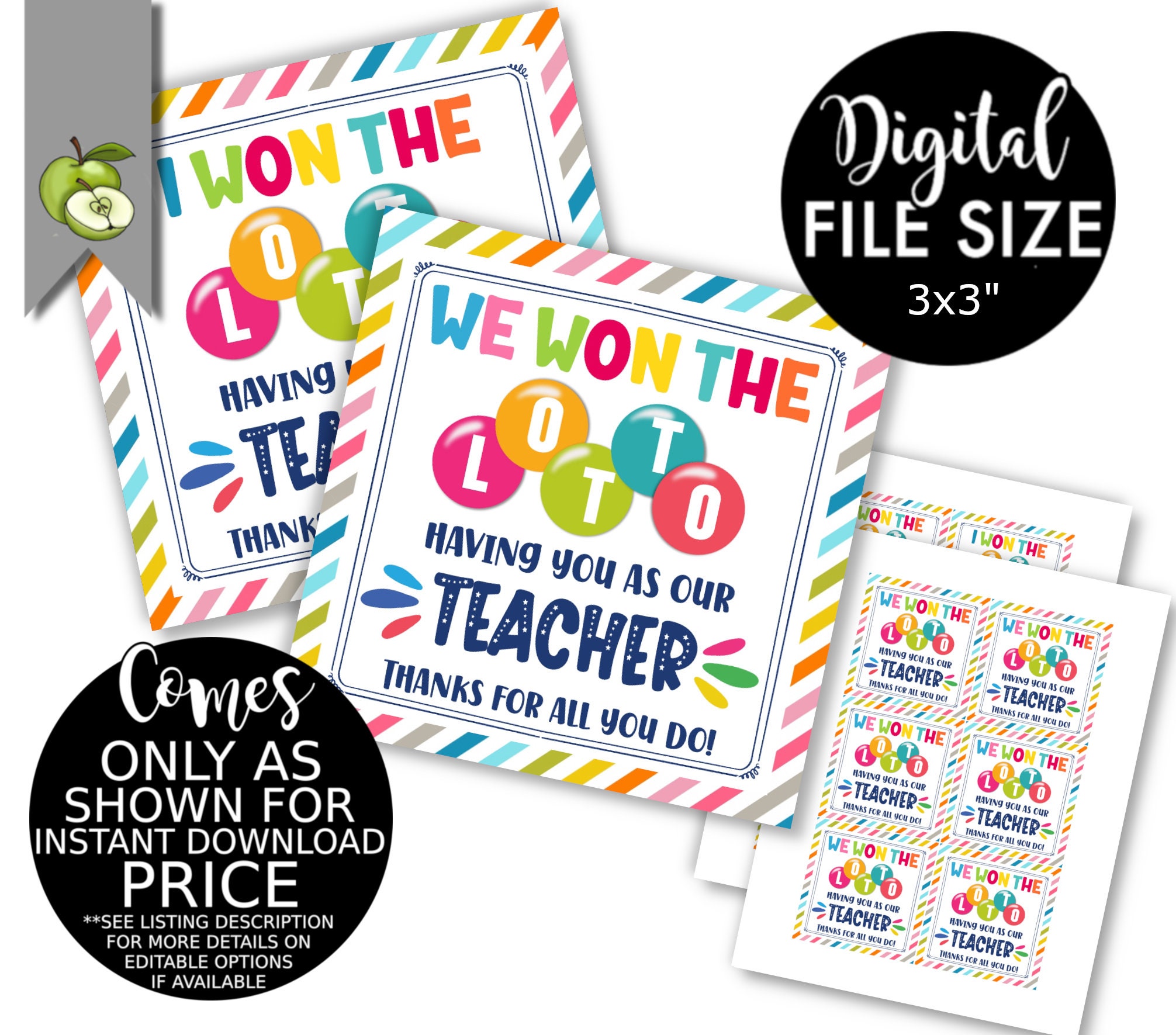 I Won the Lotto Having You as My Teacher Lotto Teacher Gift Tags