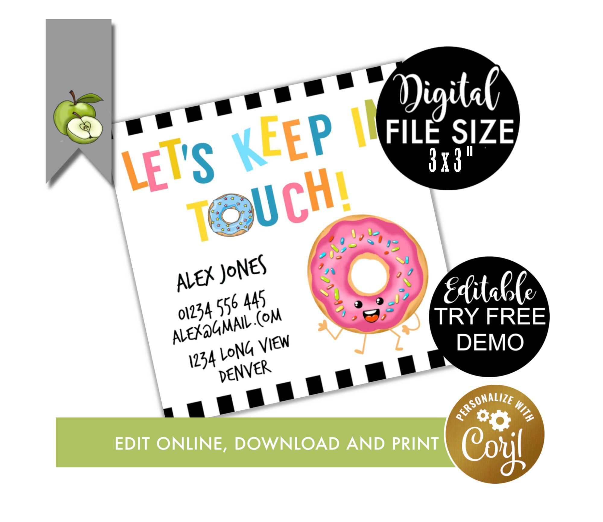 Editable Keep in Touch Summer Calling Card Mom Contact Card - Etsy