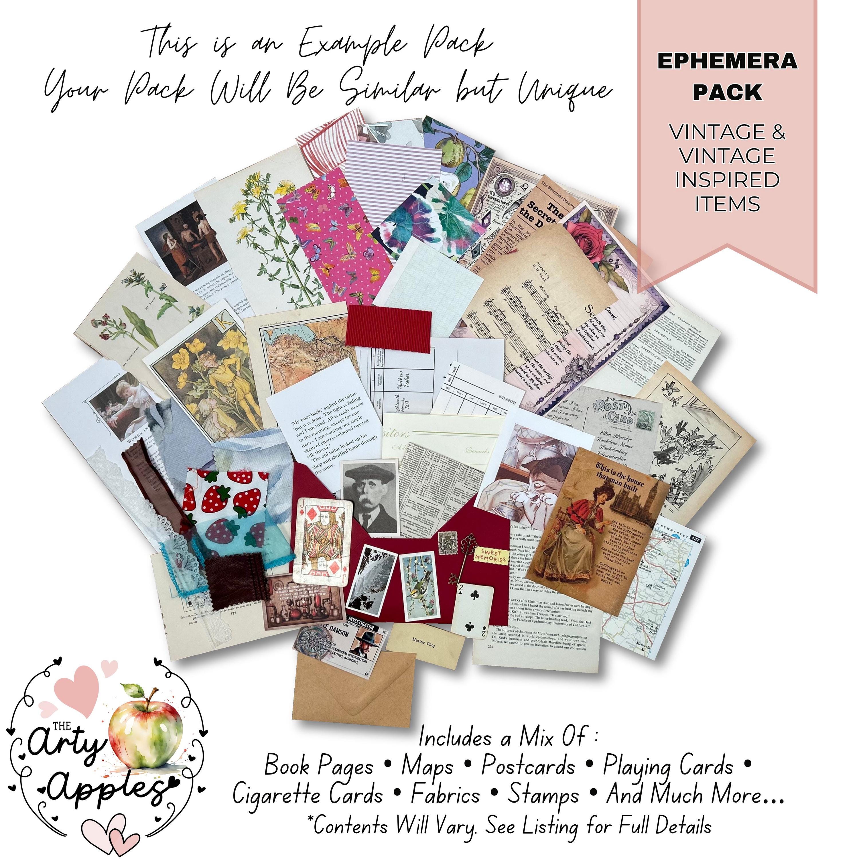 50 Piece Junk Journal Ephemera Mystery Pack – Vintage Book Pages ...
