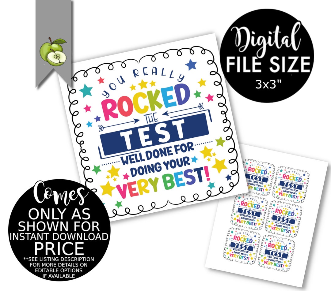 You Rocked the Test Gift Tag, Sats Teacher Class Gift, Well Done ...