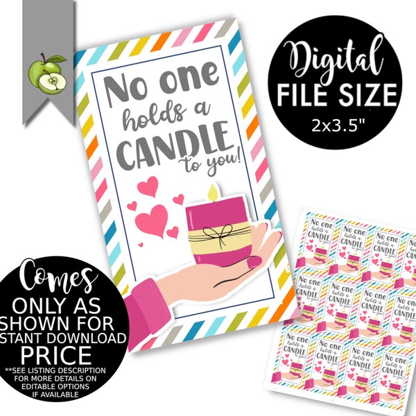 Noone Holds a Candle to You Tag Etsy