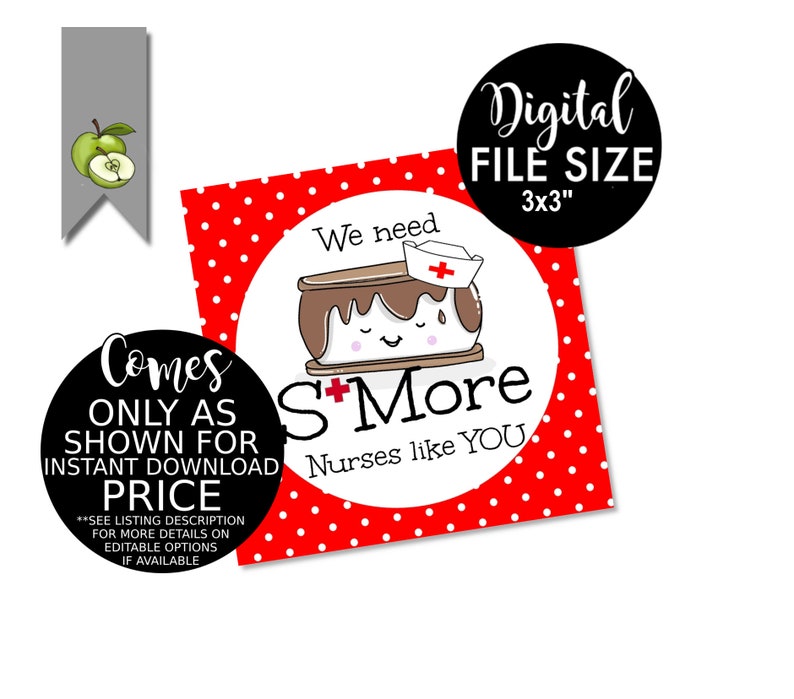birthday gift tag nurse graduation party pdf Nurse SMore tag Nurses gift tag we need S/'More Nurses like you gift tag nurse week