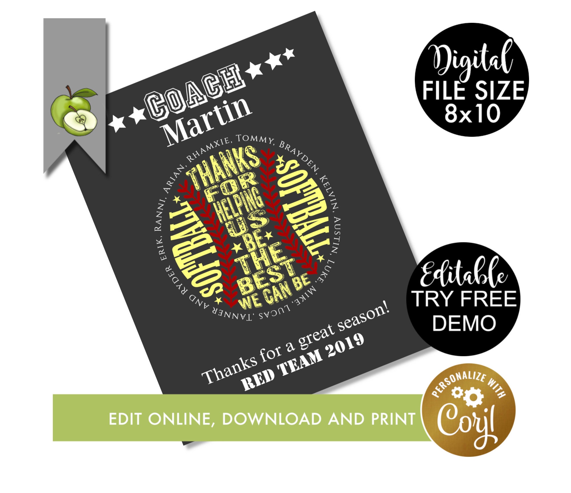 Baseball Coach Team Gift Appreciation Gift Fingerprint Gift - Etsy