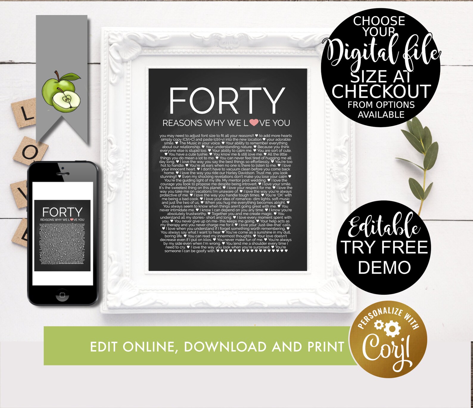 40 Reasons Why I Love You Simple Editable Reasons 40th - Etsy