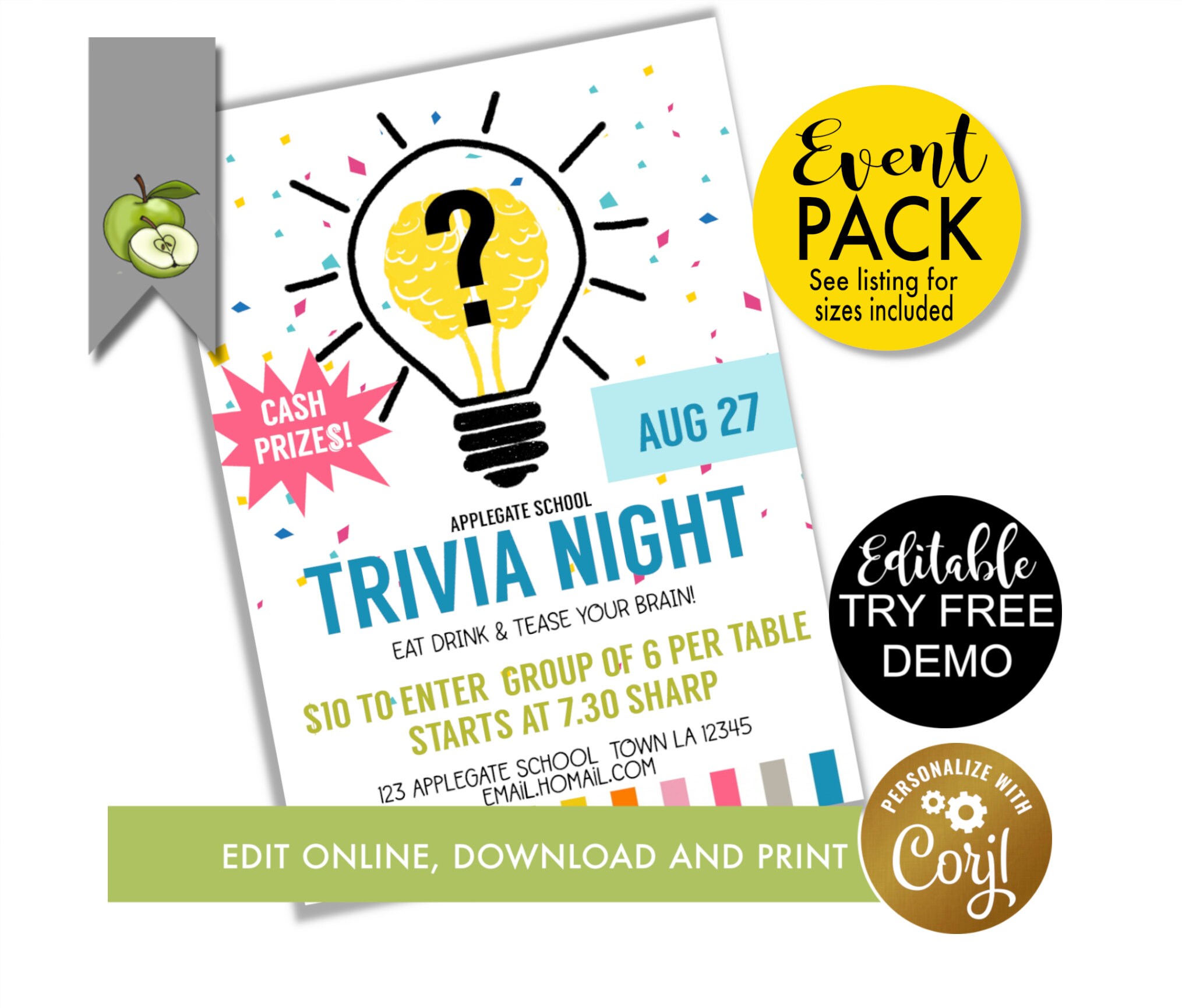 TRIVIA Event Editable Trivia Night Printable PTA PTO Flyer - Etsy
